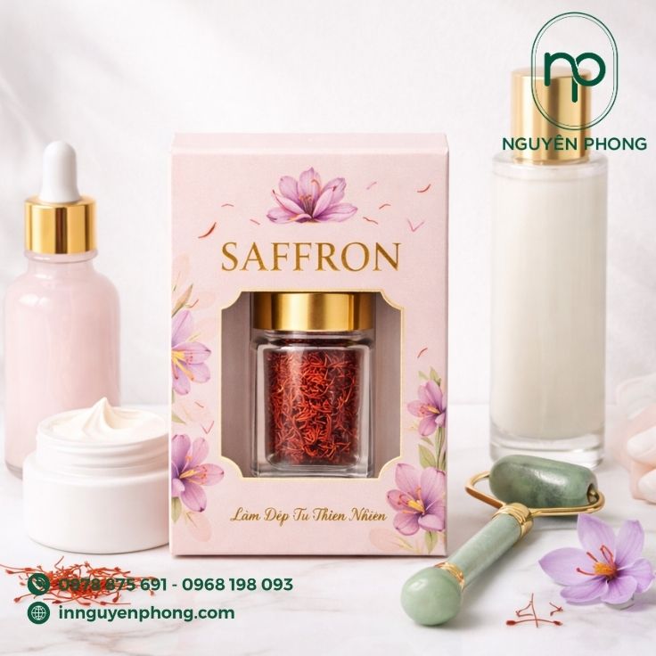 Mẫu hộp mềm đựng saffron có cửa sổ mica